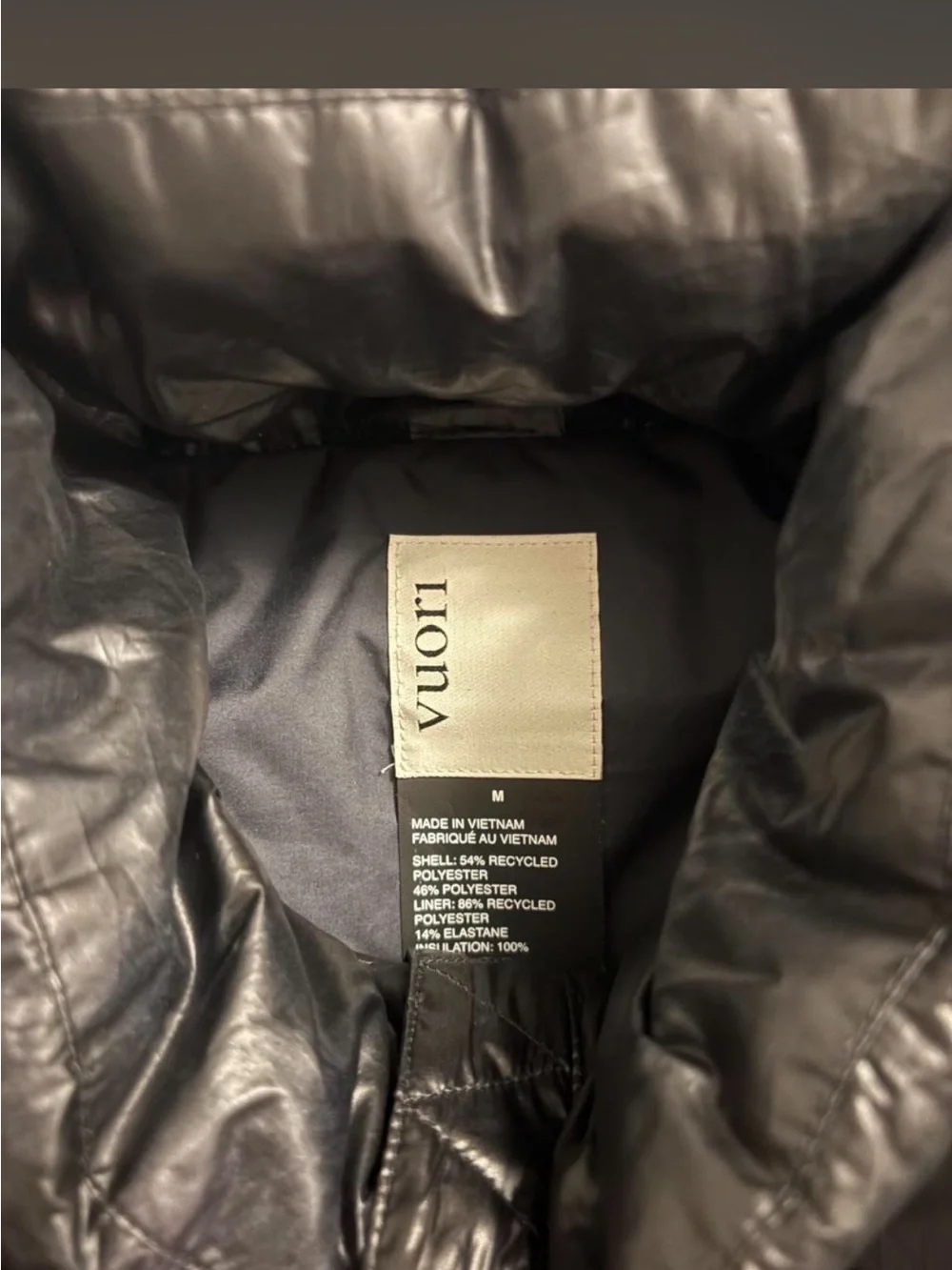 Vuori Black Quilted Puffer Vest with High Collar
